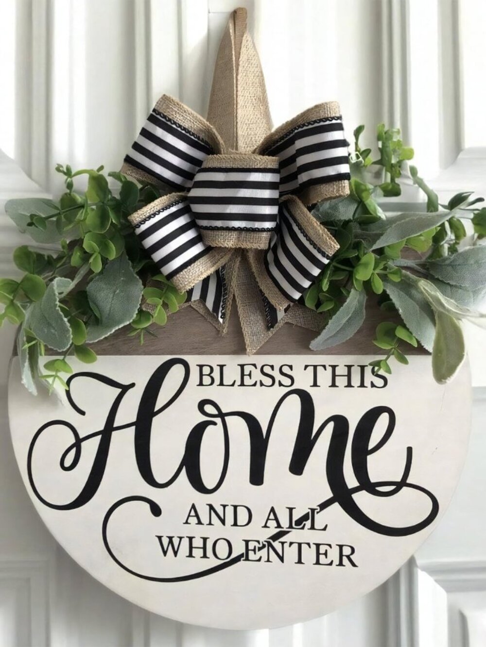 Welcome Sign for Front Door, Rustic Round Wood Wreaths Wall Hanging Outdoor Deco